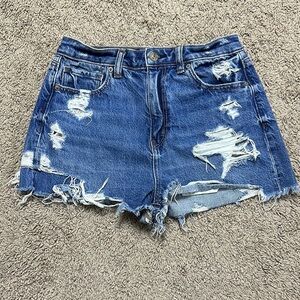 American Eagle Outfitters Blue Distressed Jean Shorts